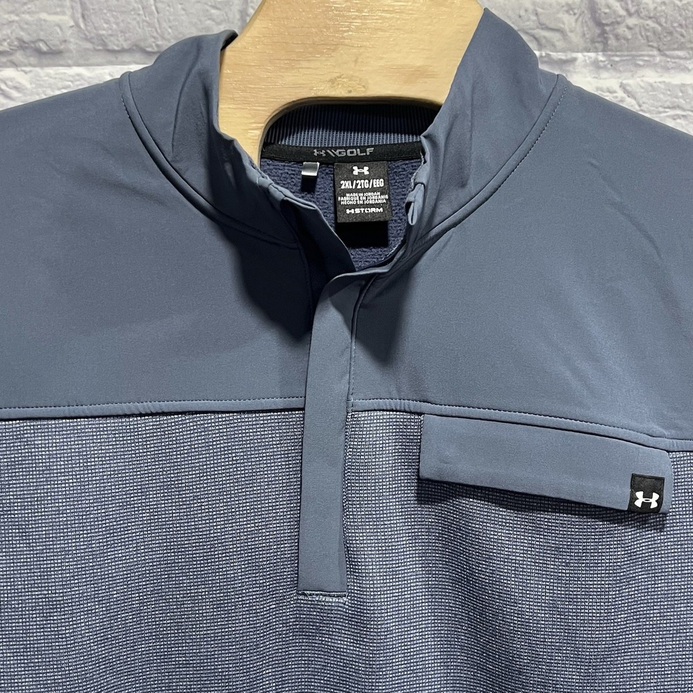 Under Armour UA  Golf‎ Men Blue Storm Pullover Sweater Fleece 1/2 Zip Size 2XL